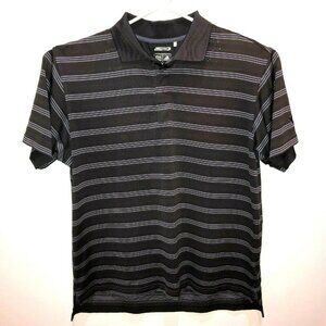 Adidas Mens Medium Black Striped Climacool Short Sleeve Golf Polo Shirt Size M